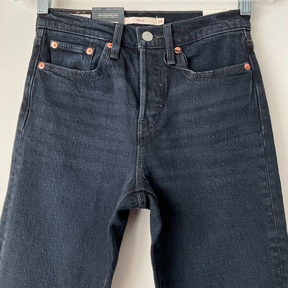 Levi's Premium Black Wedgie Jeans Button Fly High Rise Tapered Leg 24 - Picture 6 of 12
